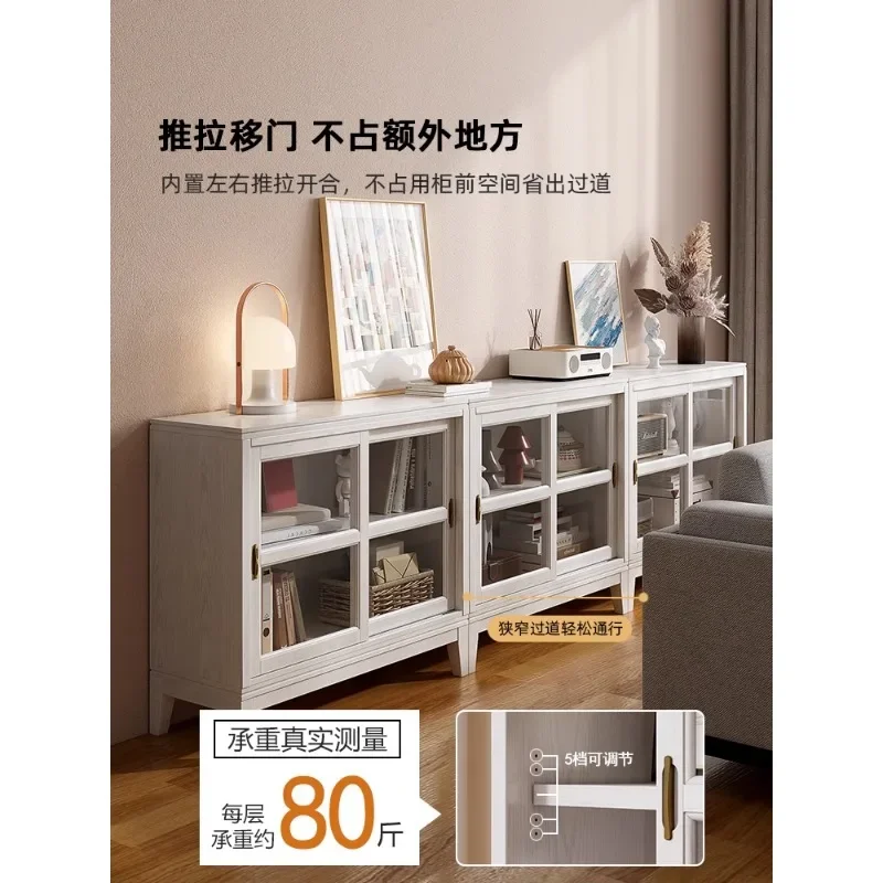 Low bookcase floor with cabinet door locker living room dust glass storage rack children's combination