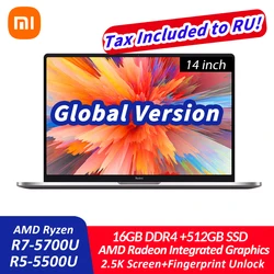 Xiaomi-ordenador portátil RedmiBook Pro 14, procesador AMD Ryzen 5700U /5500U, 16GB DDR4 + 512GB SSD, 2,5 K, Super Retina, Notebook de pantalla completa