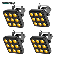 4PCS 9LEDs Par Lights RGBW Stage Lighting Effect Projector DMX512 Remote Control Square Strobe Light for Show Concert Party