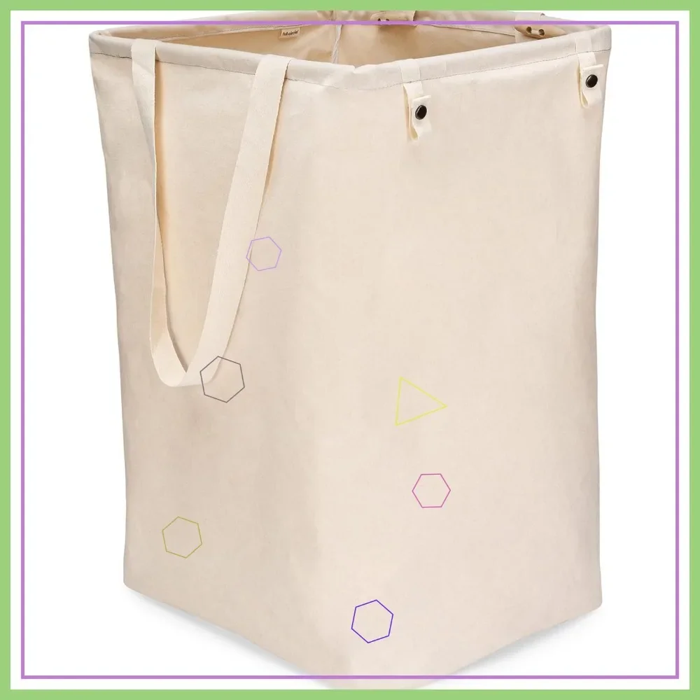 

Складная корзина для белья — высокая стоячая сумка из органического хлопка с длинными ручками для ванной комнаты, спальни, детской комнаты