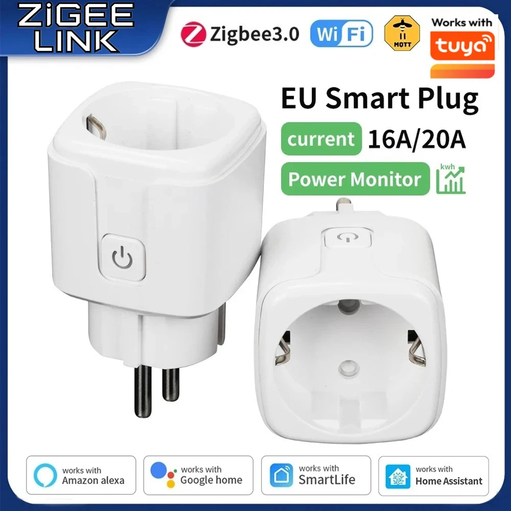 Smart Plug WiFi Outlet ZigBee 3.0 Smart Socket EU Works with Alexa Google Home 16A/20A Device Sharing APP Remote/Voice Control