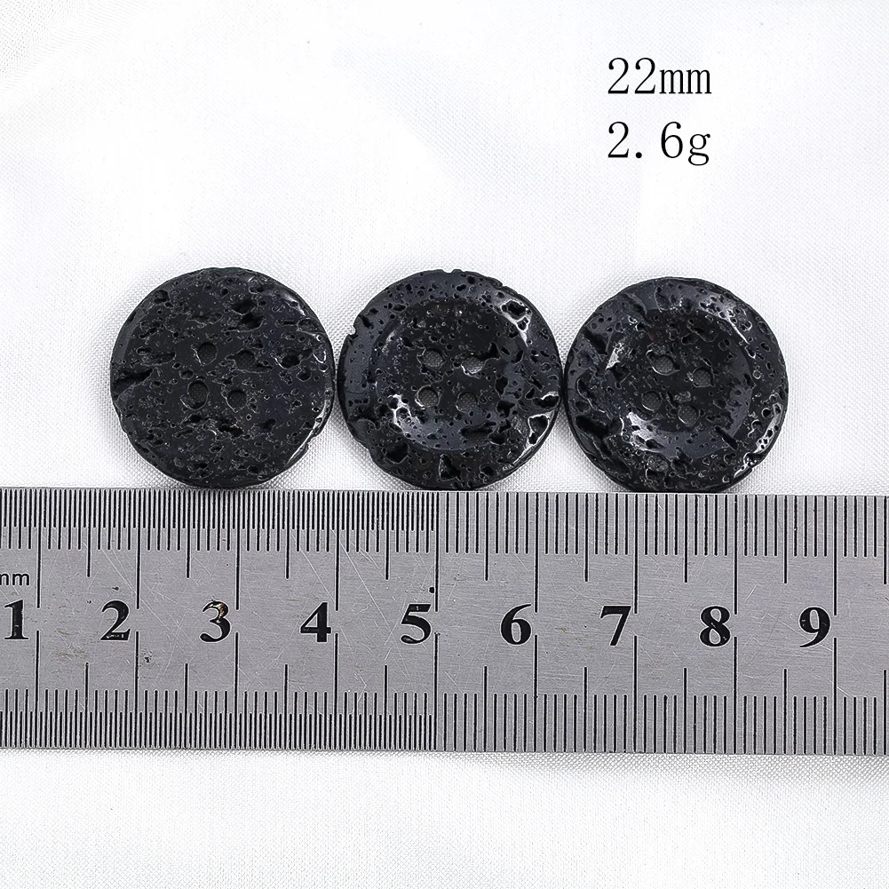 1PC 22mm Volcanic Stone Buttons Black 4-hole Flat Back Buttons Sewing Craft Scrapbooking Decoration Shirt Clothing Accessories