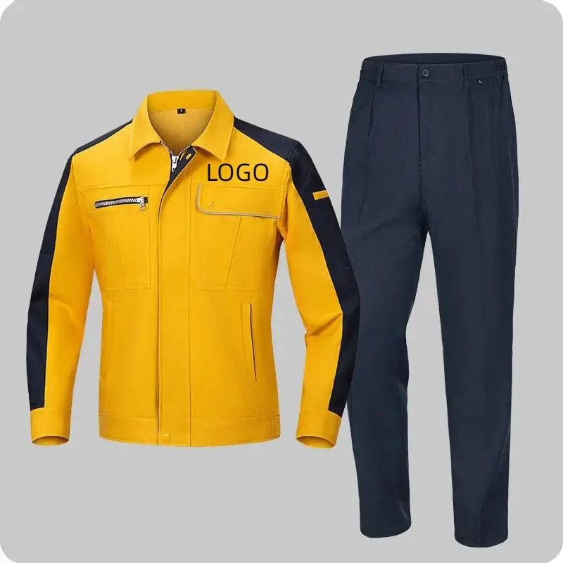 zipper-workwear-set-men-color-blocked-long-sleeved-print-logo-polyester-cotton-workwear-workshop-electrician-machine-repair-suit