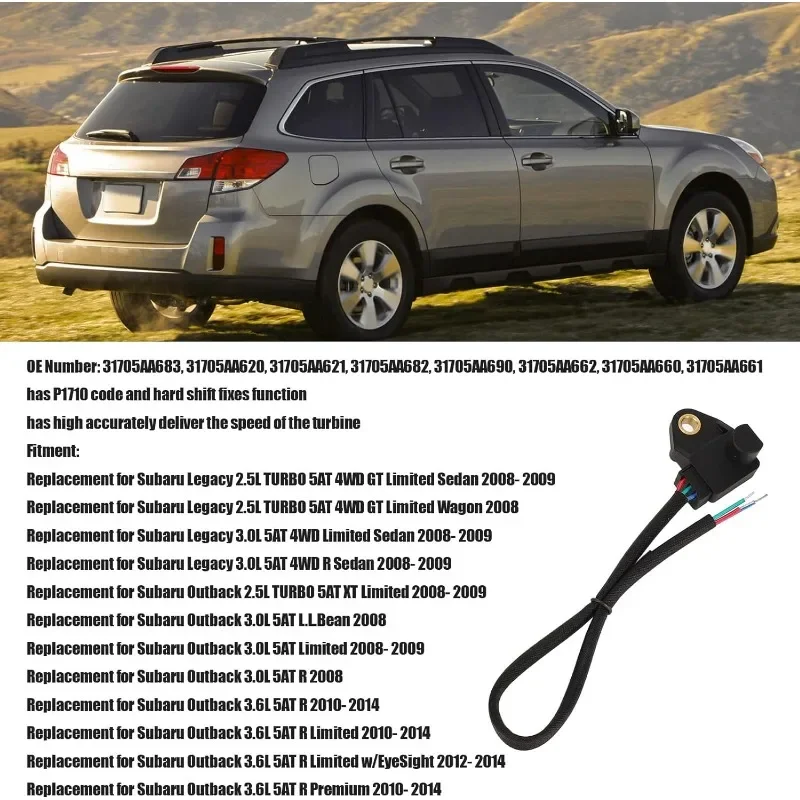 P1710 код для Выберите 2008-2014 Subaru, 5EAT 5AT турбинный датчик скорости, 31705Aa620 Abs Датчик скорости Senso Traon