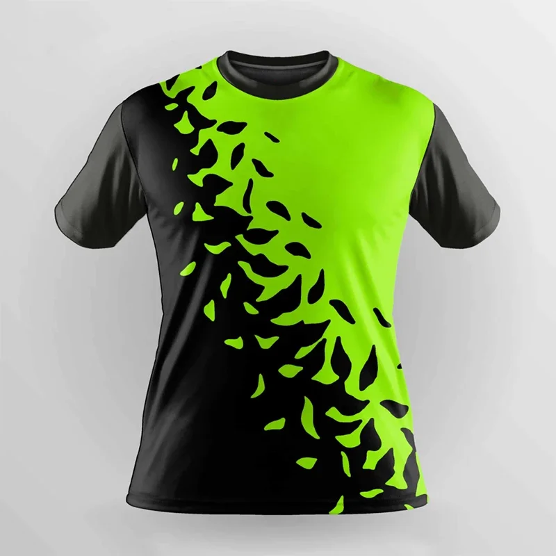 Summer men's short sleeved T-shirt, quick drying women's table tennis clothes, badminton training clothes, printed T-shirt,