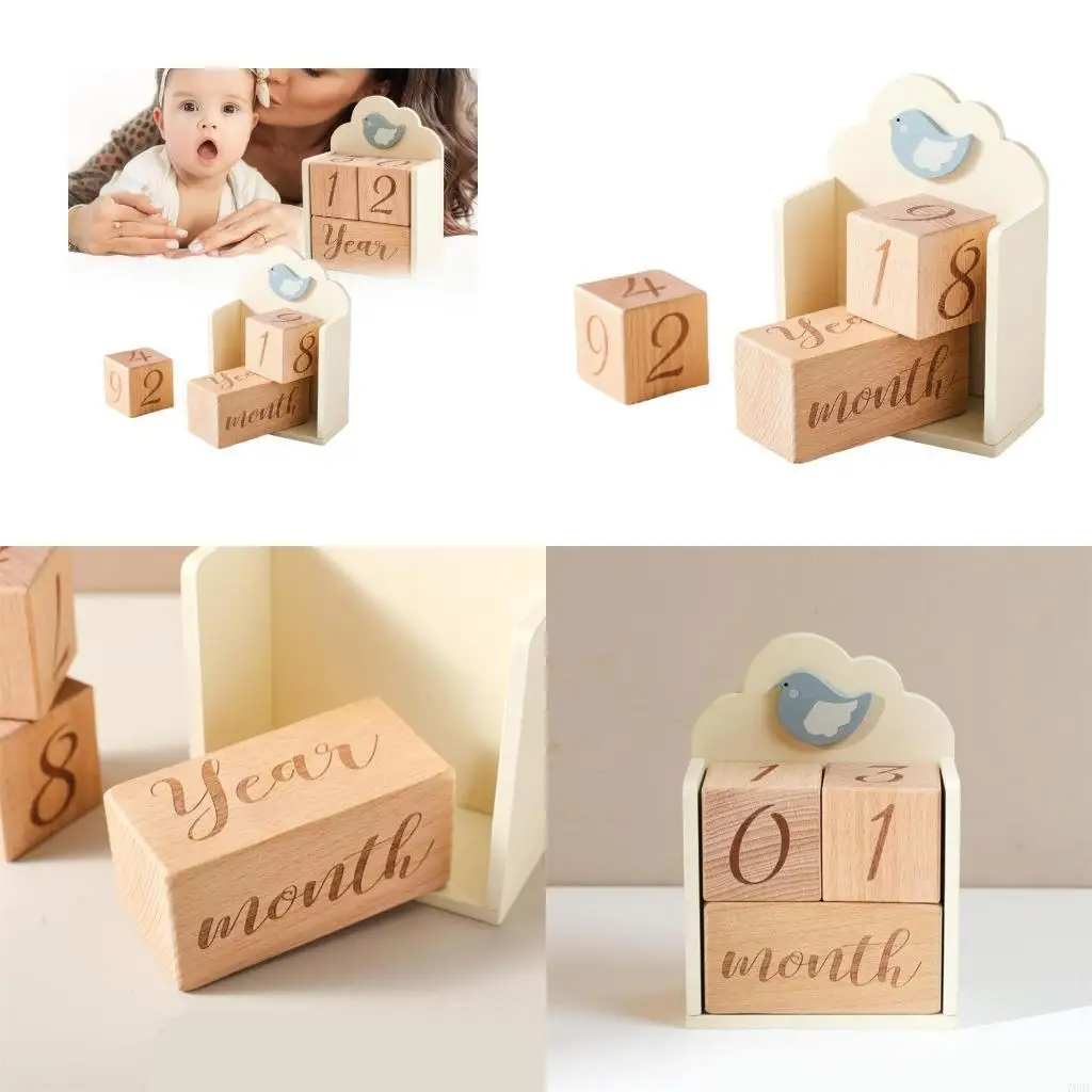 

76HF 4Pcs/set Baby Monthly Record Growth Milestones Blocks Decorative Photoshoots Souvenir Photography Props Gift