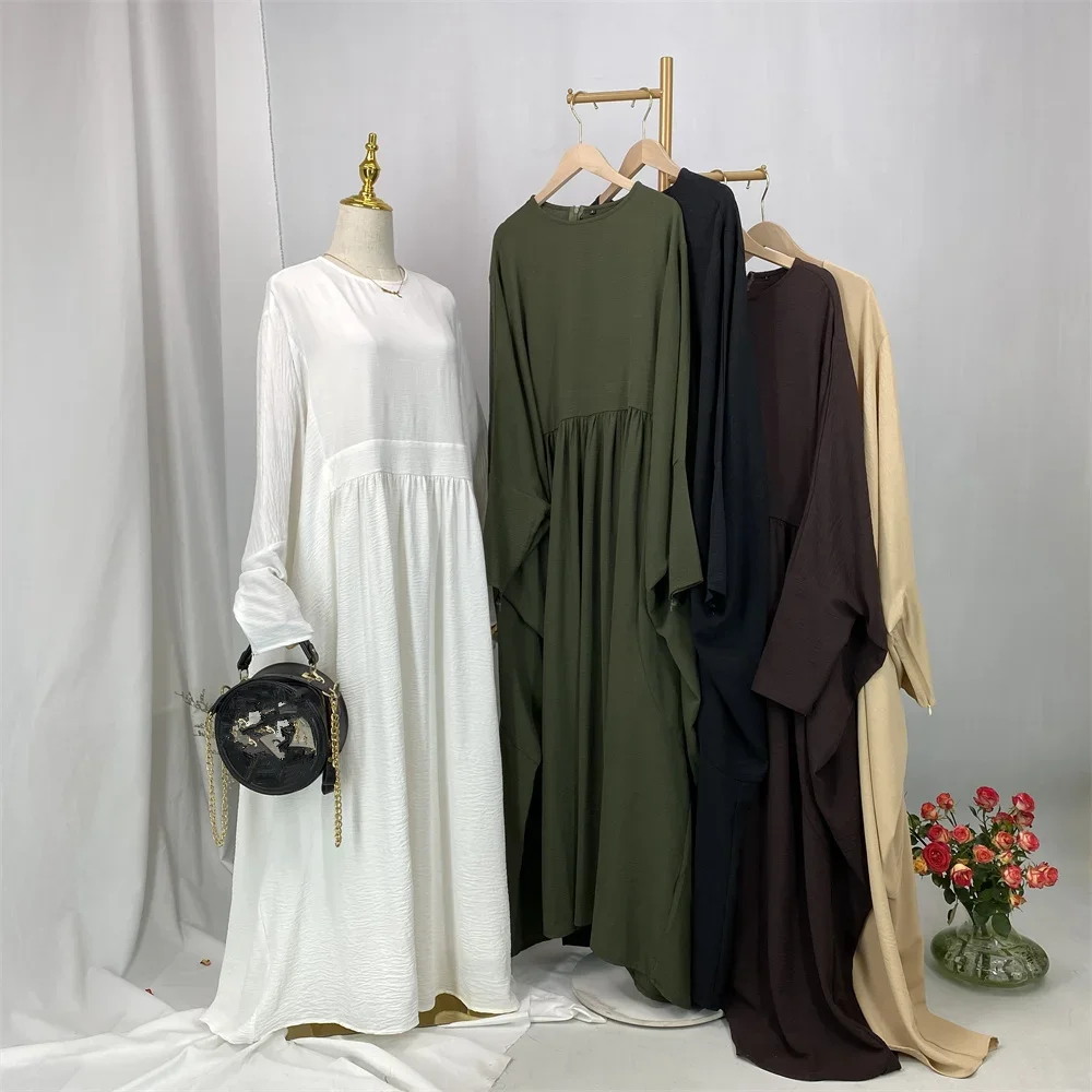 

Modest Muslim Dress Eid Djellaba Ramadan Abaya Dubai Kaftan Turkey Robe Islam Clothing Batwing Sleeve Jalabiya Caftan Vestidos