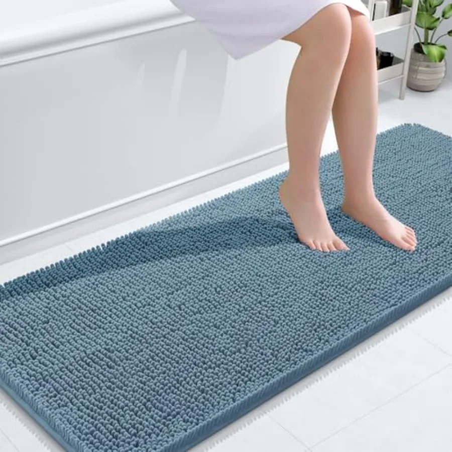 

Bathroom Runner Rugs 59x24 Soft Absorbent Chenille Bath Rugs Rubber Backing Quick Dry Machine Washable Long Bath Mats for Bathr