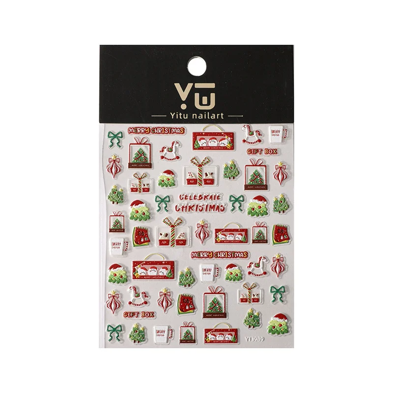 Pegatinas navideñas para uñas, varios patrones, calcomanías navideñas para decoración de uñas, calcomanías adhesivas para uñas con ciervo, muñeco de nieve, salón de manicura DIY