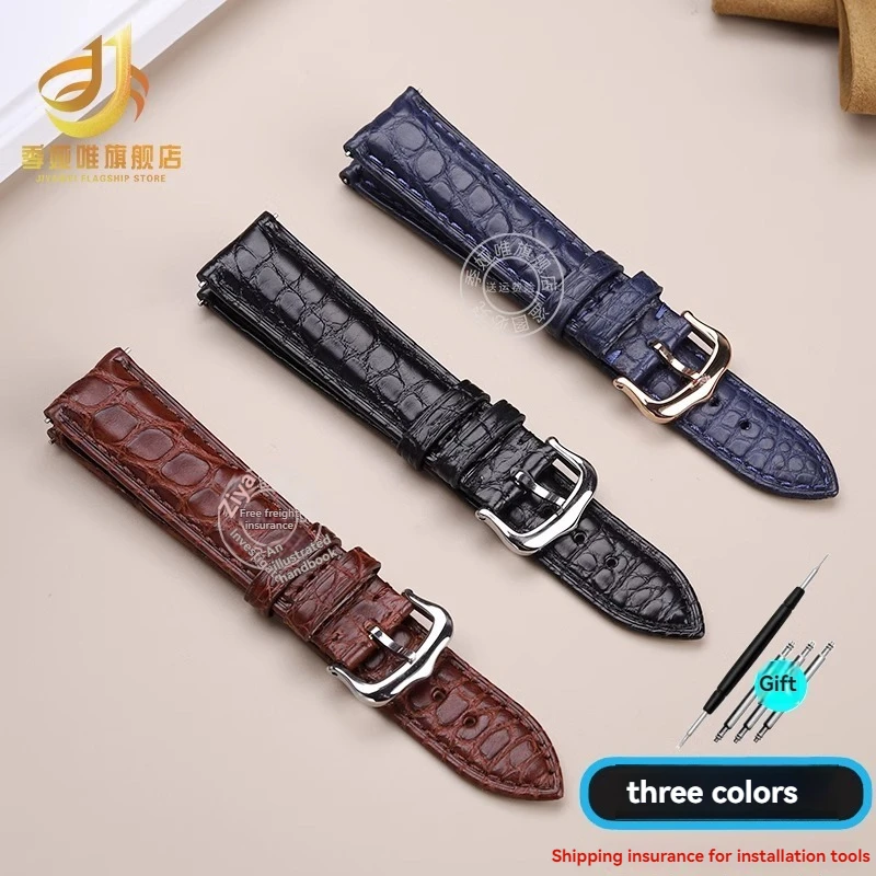 For Cartier London Solo Tank Women's Genuine Alligator Watch Band 16mm 17mm 18mm 19mm 20mm American Crocodile Skin Bracelet Men