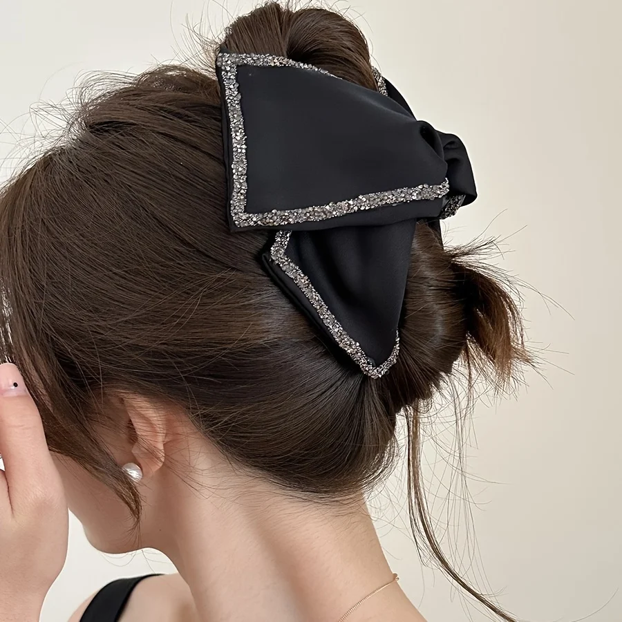 1 Stück elegante Haarspange im Retro-Stil, verziert mit Strasssteinen, rutschfest, mit starkem Halt, ideal als Haaraccessoire für dichtes Haar, modisch. – Detail 3