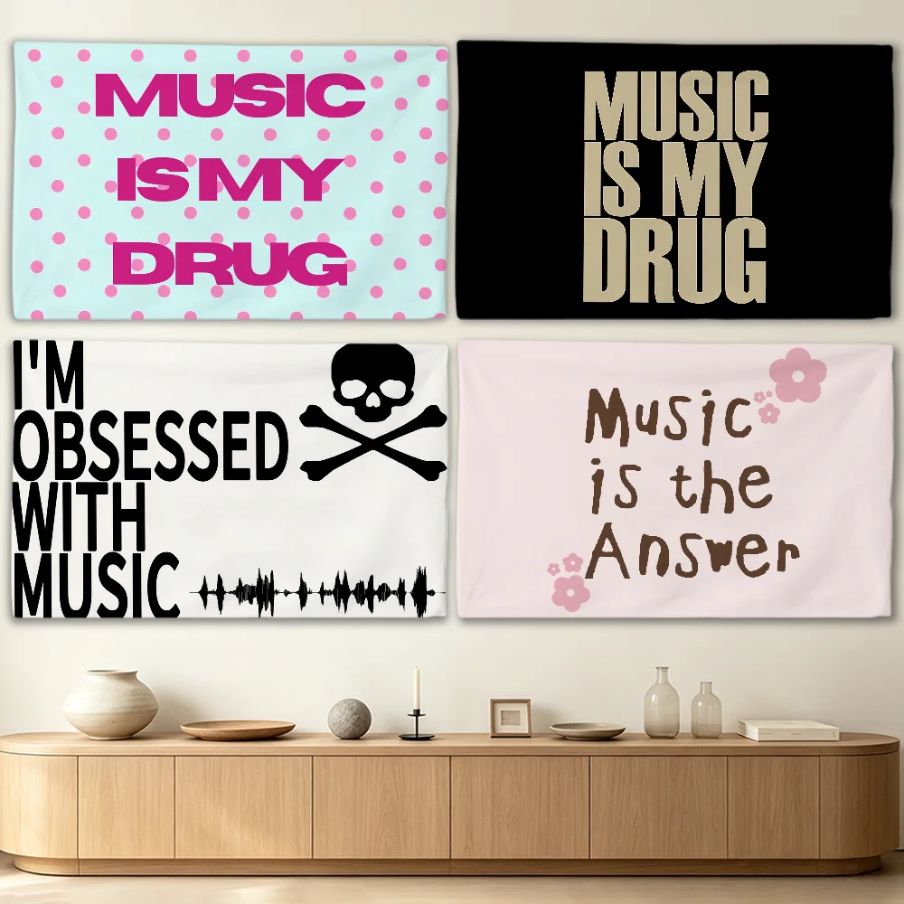 Music lover MUSIC IS MY DRUG flag Advertising Banner for Camping Decoration Outdoor & Garage Wall Hanging Decorations