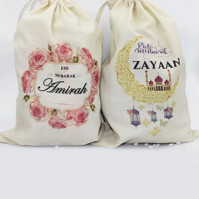 Personalised custom name eidi bag Ramadan Kareem eid Mubarak Muslim Islamic Eid Al-Fitr home Decoration kid girl boy family Gift