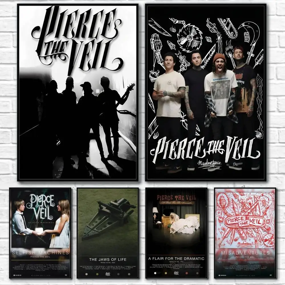 

P-pierce The-Veil Band Cool Poster Home Living Bed Room Bar Hallway Sticky Wall Art Printing Waterproof Aesthetic Decor