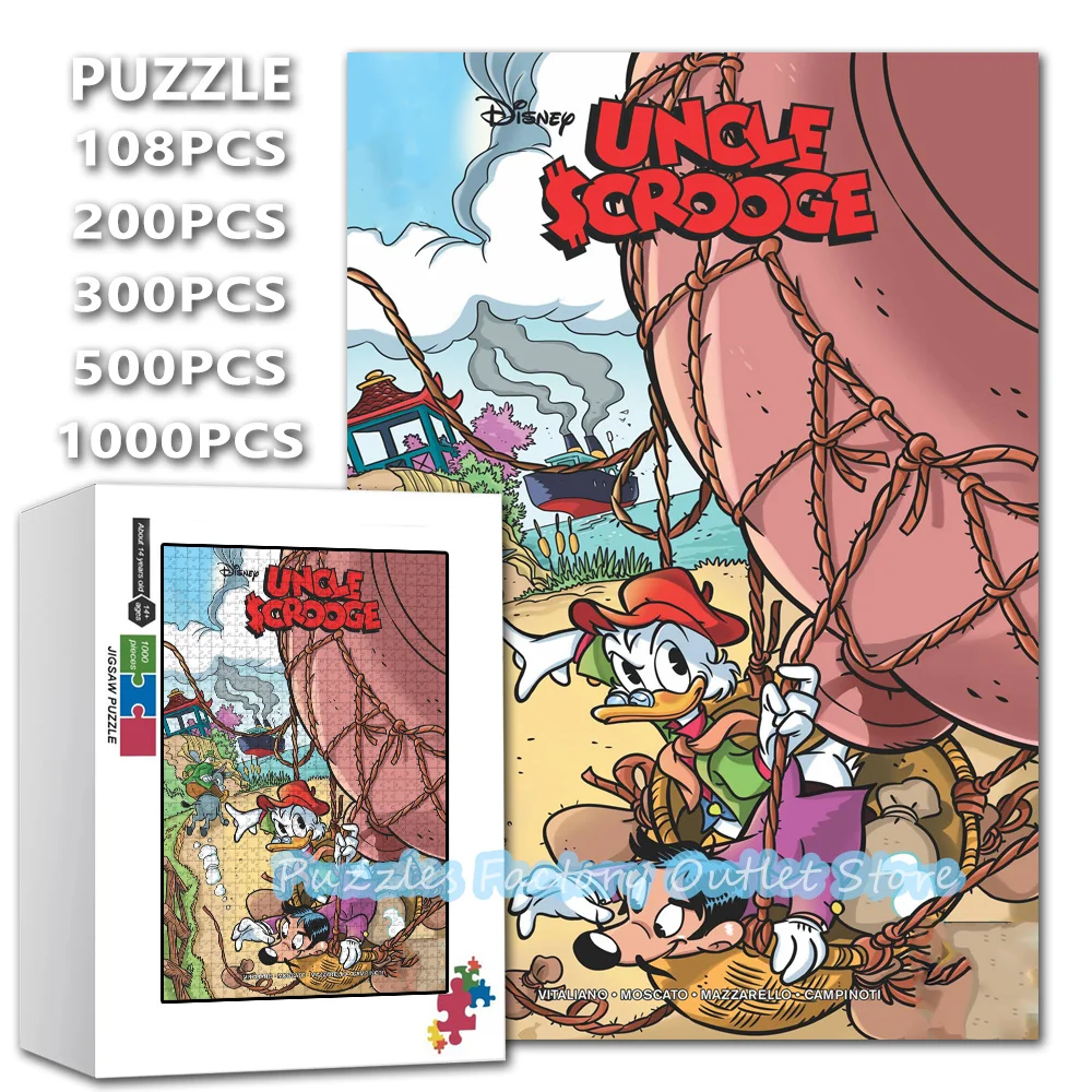 Onkel Dagobert Anime Diy Zusammengebautes Puzzle Disney Cartoon Donald Duck 108/200/300/500/1000 Teile Puzzles Dekomprimieren Spielzeug