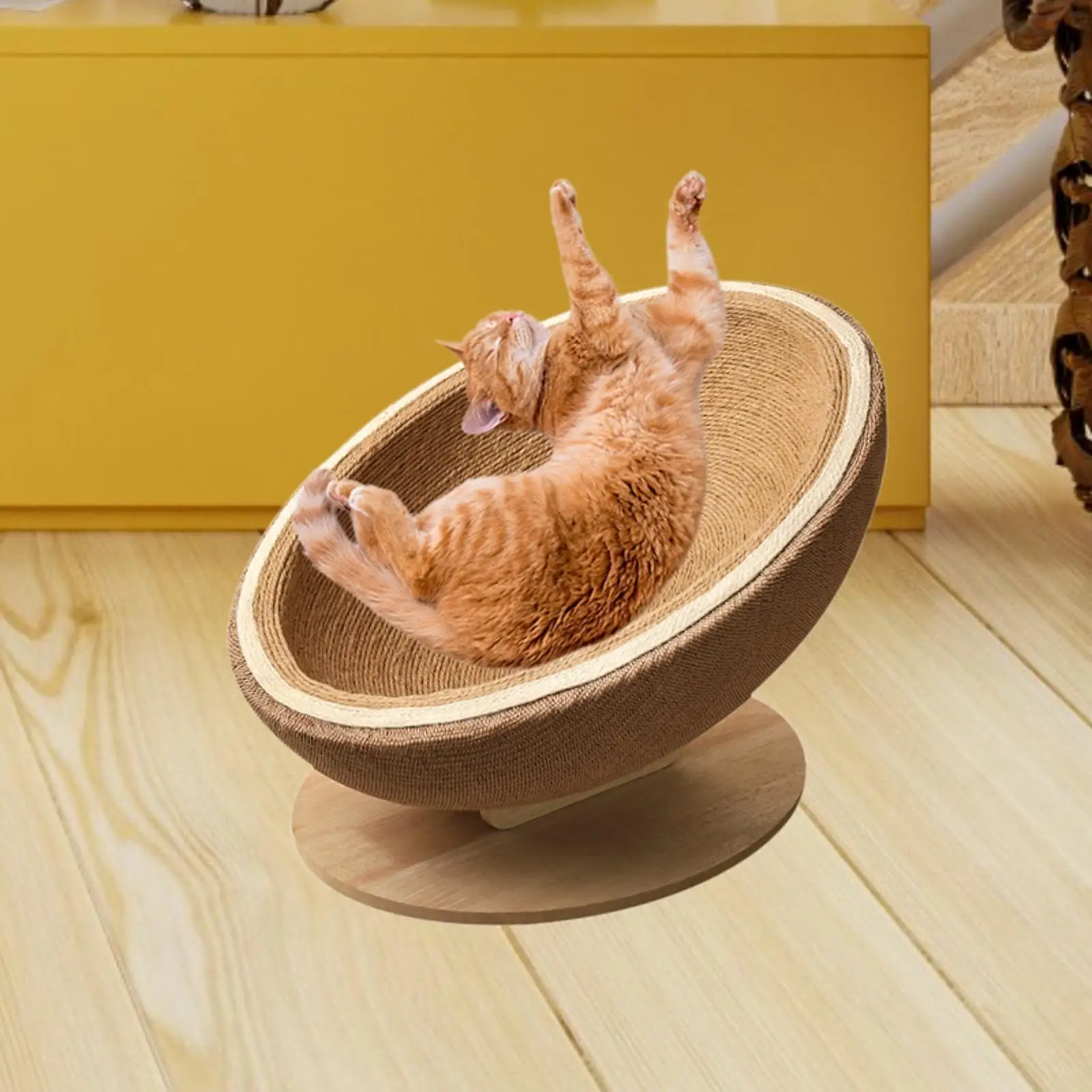 

Hemp Rope Cat Scratcher Cat Scratching Pad Sturdy Creative Multifunctional Lounge Bed Round for Outdoor Kitten Grinding Claws