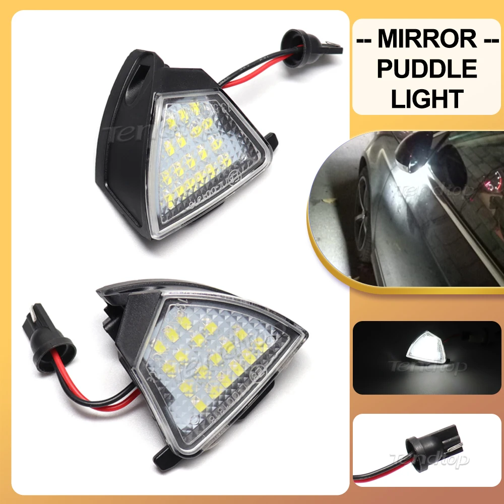 2pcs Canbus Error Free White Led Under Side Mirror Puddle Light For VW GOLF 5 GTI V MK5 Jetta Passat B5.5 B6 Sharan Superb EOS