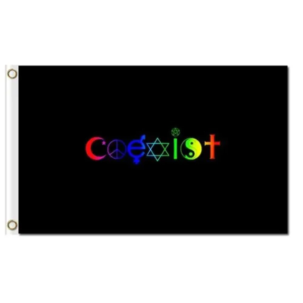 2X3FT 3x5ft God Coexist peace religion signs 3x5ft polyester flags