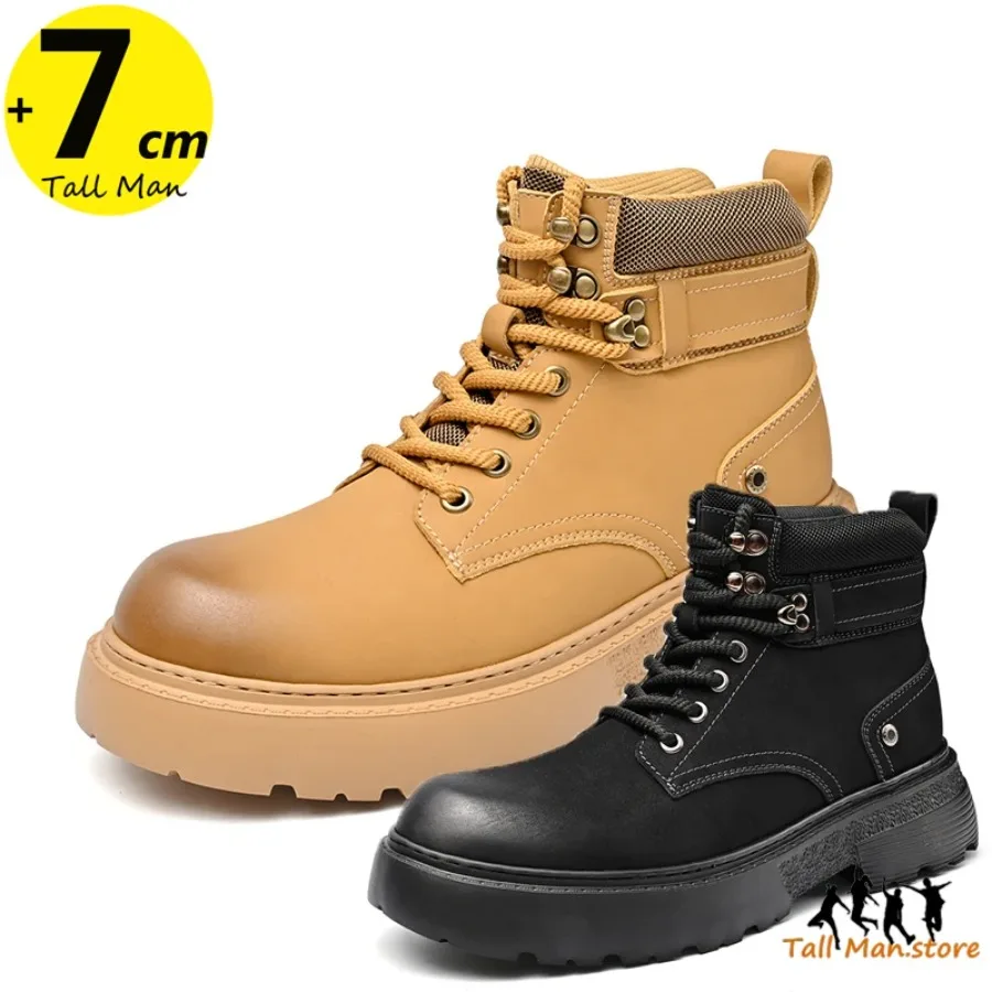 2025 zapatos de lujo de invierno, botas gruesas para hombre, zapatos con elevador, plantilla para aumentar la altura, elevación de 7cm de talla grande 38-46