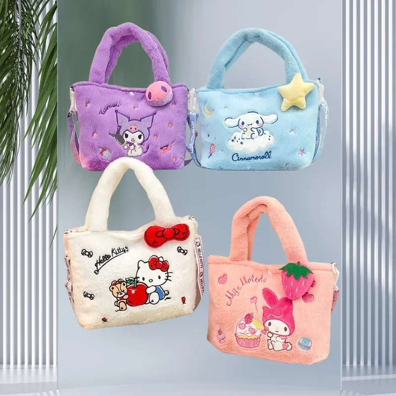 Sanrio Plush Backpack HelloKitty Cinnamoroll Kuromi Melody Gives Girls Holiday Gifts Cushion Pillow Toy Birthday Gift for Girls