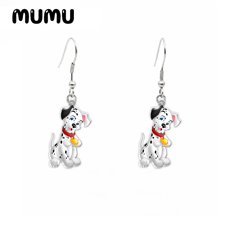 2024 New 101 Dalmatians Dangle Earring Dalmatian Dog Acrylic Earrings Handmade Jewelry Epoxy Resin Fish Hook Earring