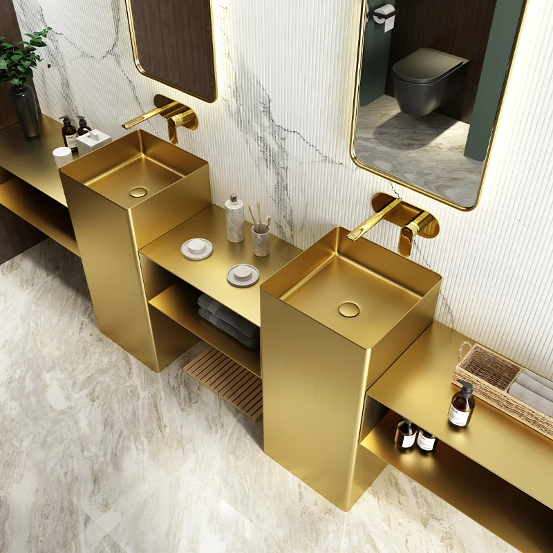 Gold light luxury stainless steel washbasin in one