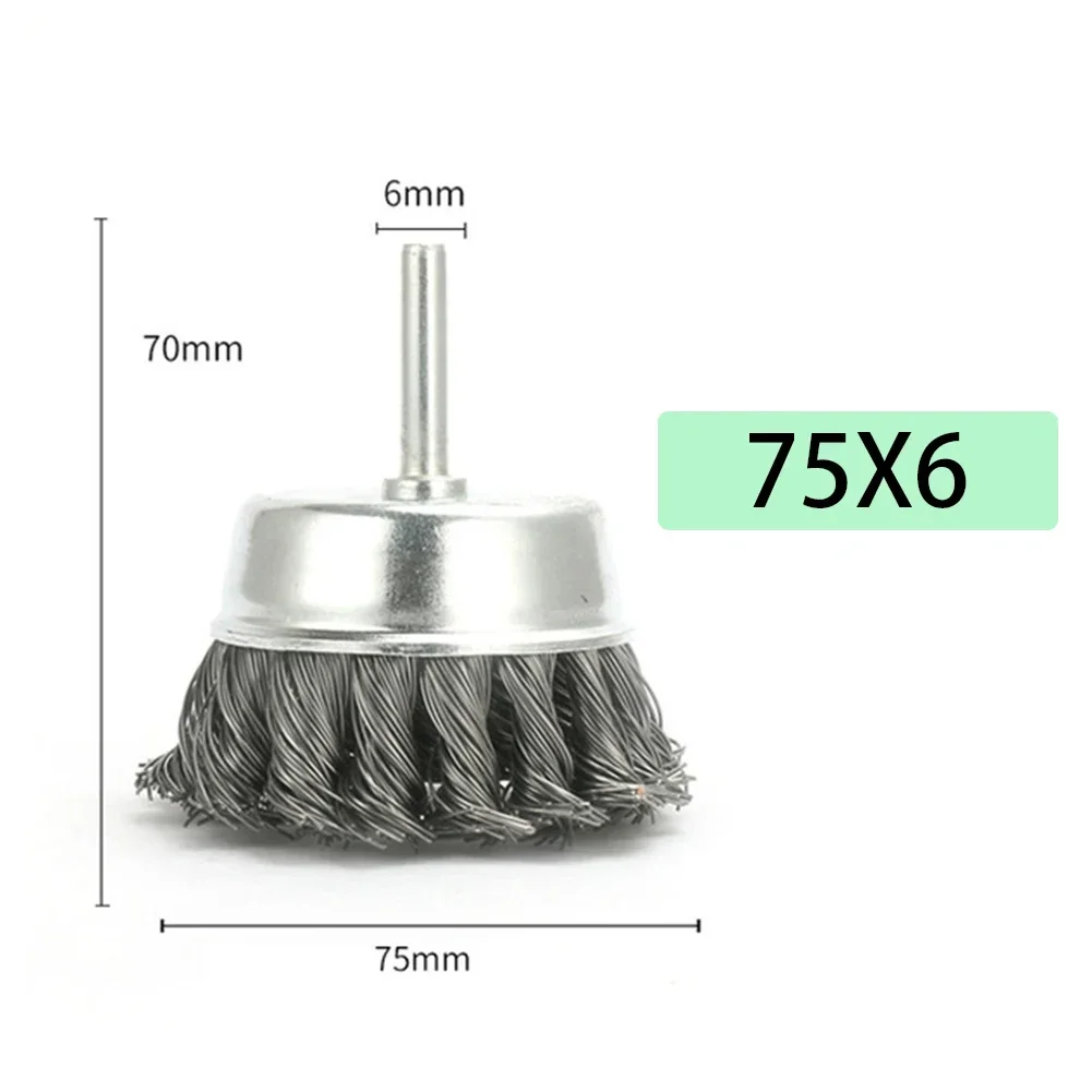 1 pz spazzola per ruota in filo di acciaio 6mm rimozione ruggine del metallo lucidatura ruote in filo di acciaio spazzole set per utensili rotanti lucidatura utensili manuali