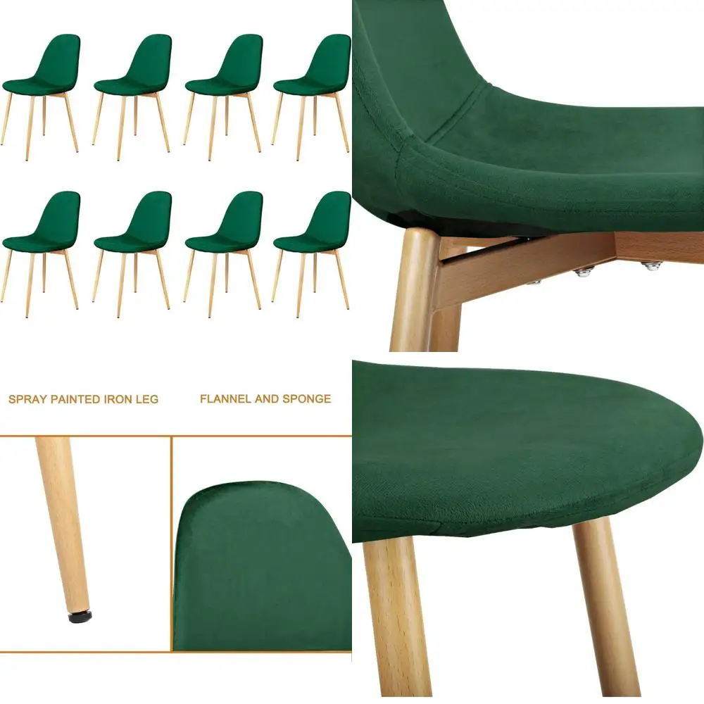 Mid Century Modern Velvet Dining Chairs, Soft Sponge Seats, Metal Legs, Suitable for Kitchen, Living, and Dining Rooms