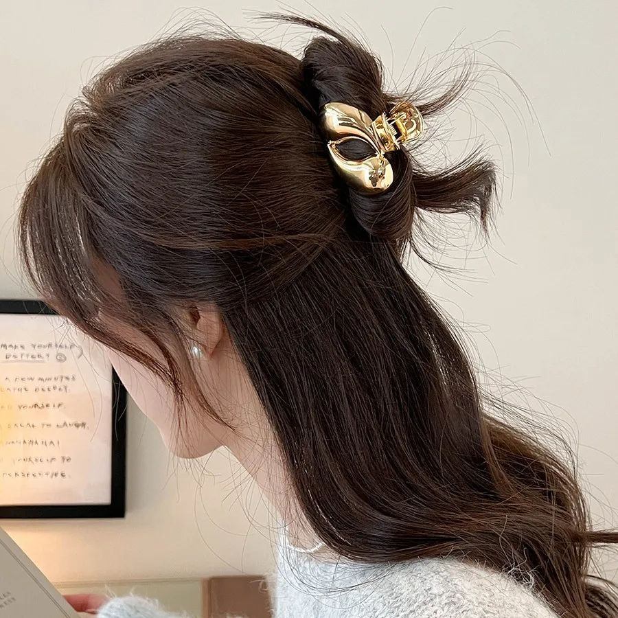 Half Up Metal Hair Claw Shell Teardrop Small Shark Grip for Bun Updo Daily Home Party Premium Quality Non Slip
