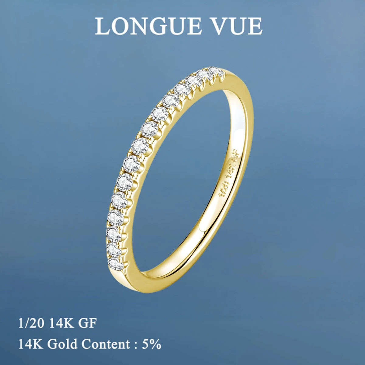 Beautiful 14K Gold Filled Thin Ring Slim Sparking Moissanite Stackable Rings for Women Party Finger Jewelry Accessories