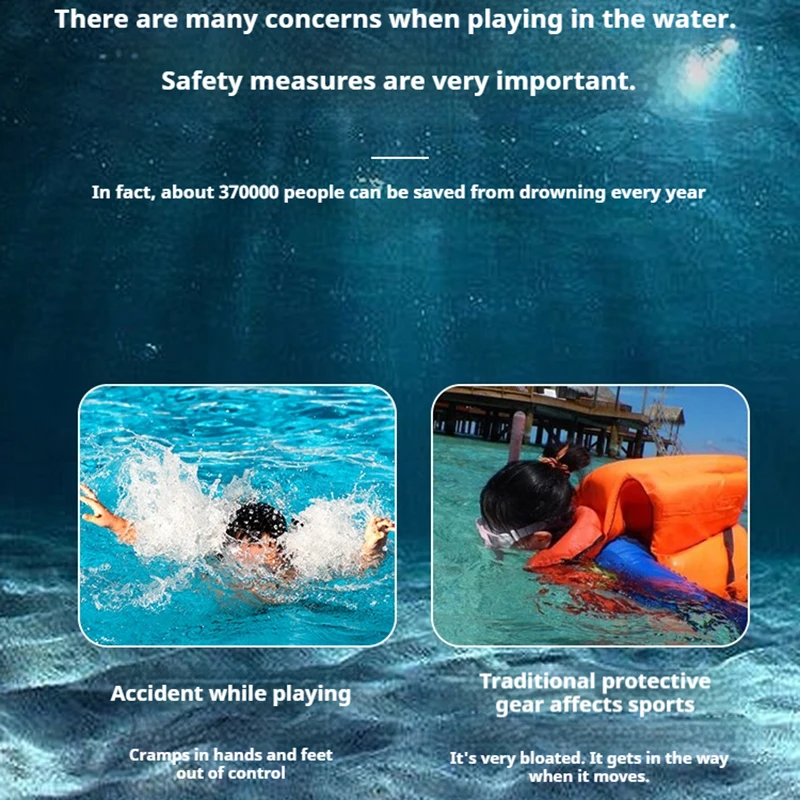 سوار أمان قابل للنفخ 1s، سوار نجاة من مادة TPU بوزن 100 كجم مع بوصلة ثاني أكسيد الكربون، تعويم طوارئ مقاوم للماء للقوارب/الصيد #4