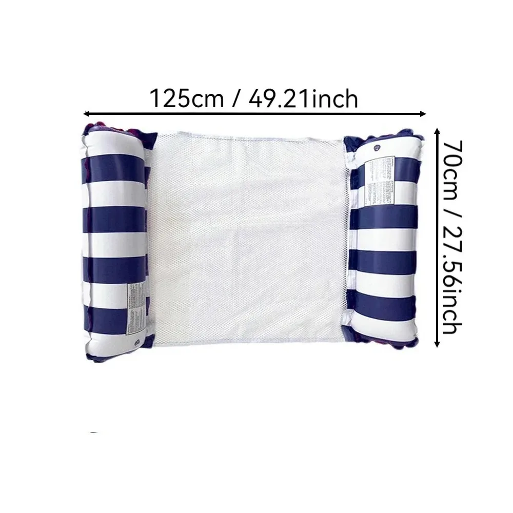 Colchoneta Flotante Inflable Plegable de PVC con Rayas para Piscina, Hamaca Acuática, Colchón de Aire para Fiestas en el Agua