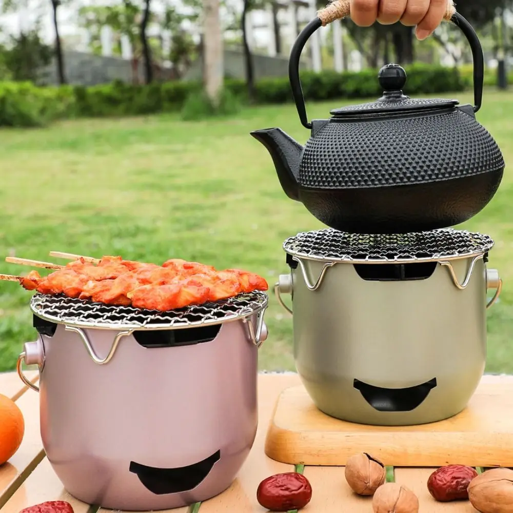 

Korean Style Camping Charcoal Stove Household with Grill Net Portable Charcoal Grill Metal Barbecue Grill Outdoor