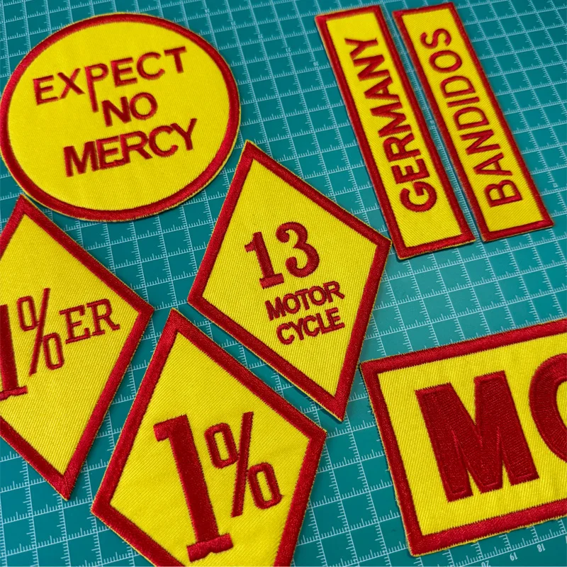 Full Bandidos MC Motorcycle Club Embroidery Patch Set, 1%ER 13 Bad Company Expect No Mercy Iron On Biker Patch for Vest Jacket