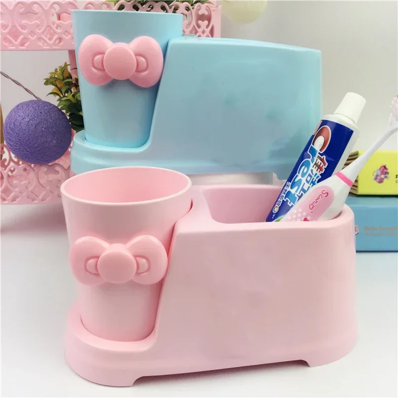 

New pink cat cartoon toothpaste mouthwash cup holder toothbrush holder toothbrush cup holder storage rack toothbrush case