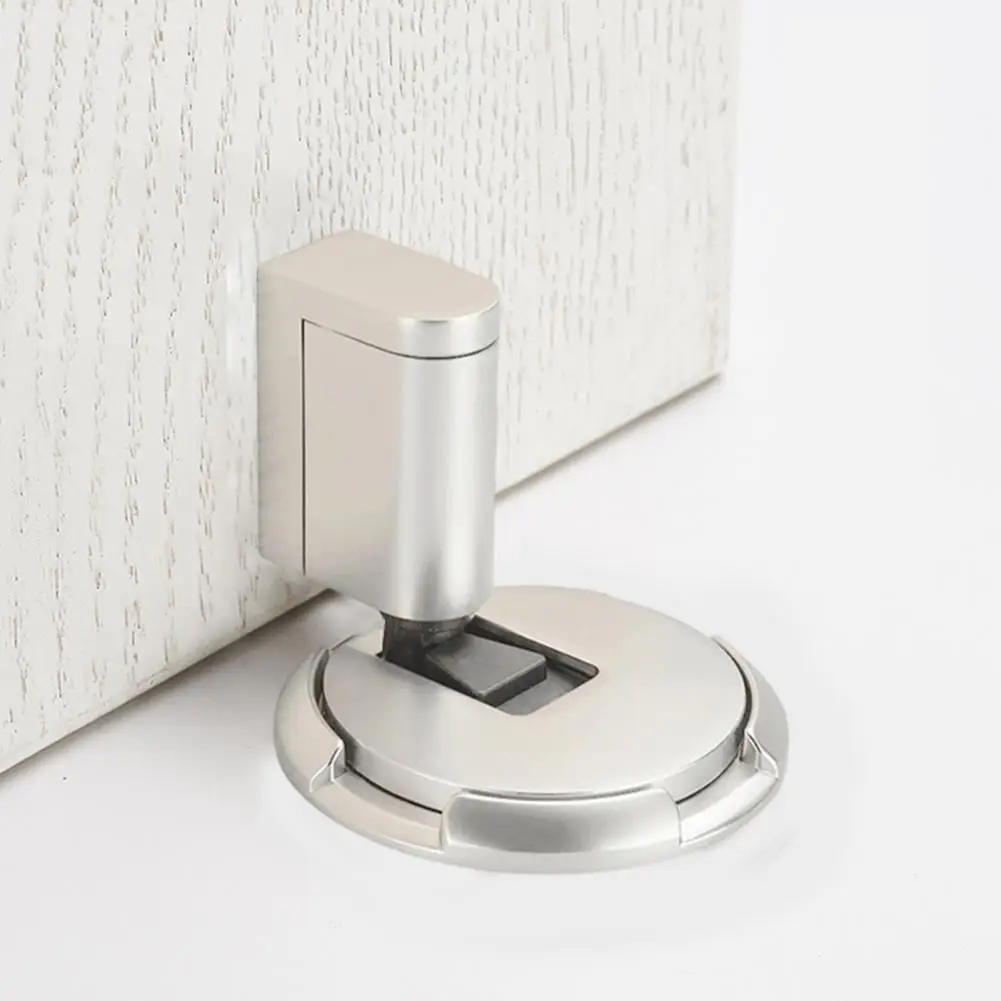 Metal Door Stop Heavy Duty Zinc Alloy Mechanical Door Stopper with Adjustable Adhesive Wall Protector for Anti-collision Floor