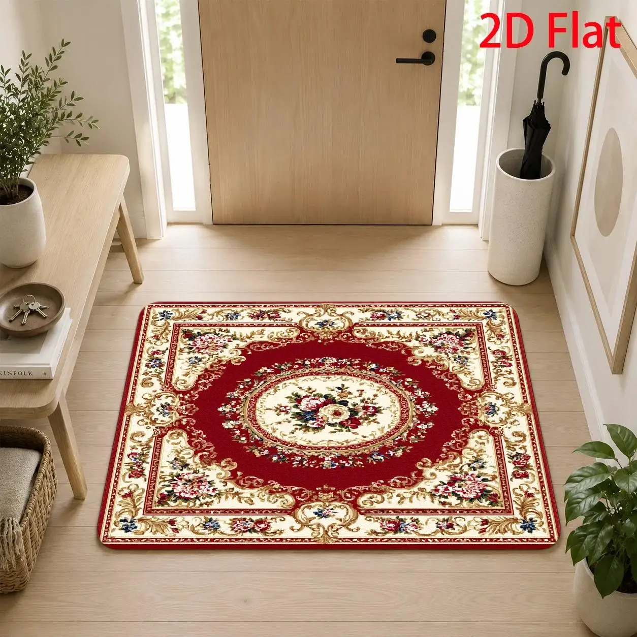 Red Gold Classical Floral European Luxury doormat for Front Door Ornate Pattern rug Floor Mat Welcome Mat