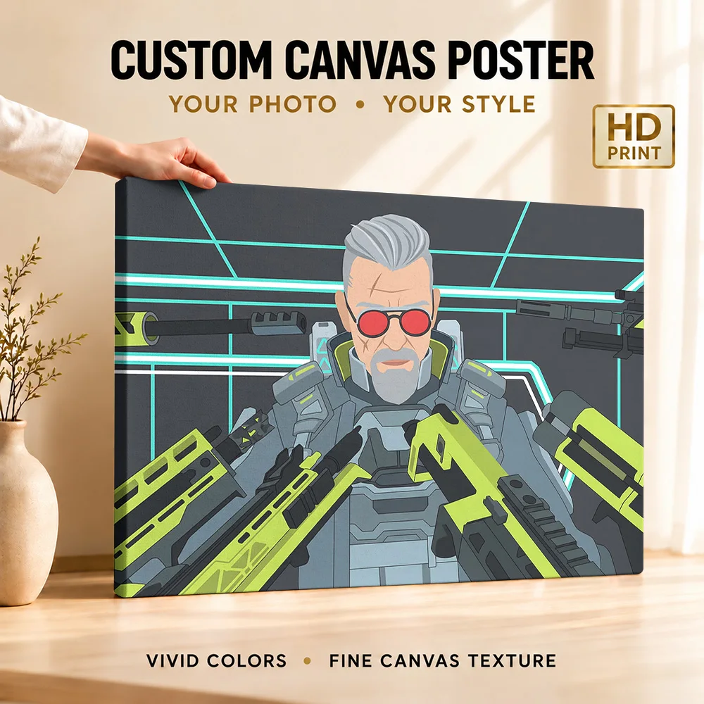Apex Legends Ballistic Game Wood Framed Canvas Poster Customized Photo, Colorful Character Illustration Wall Art For Bedroom