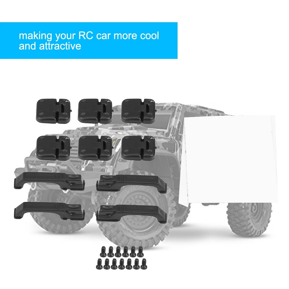 1 jeu de charnières et poignées de porte de voiture en plastique pour Traxxas TRX-4 1:10 RC chenille