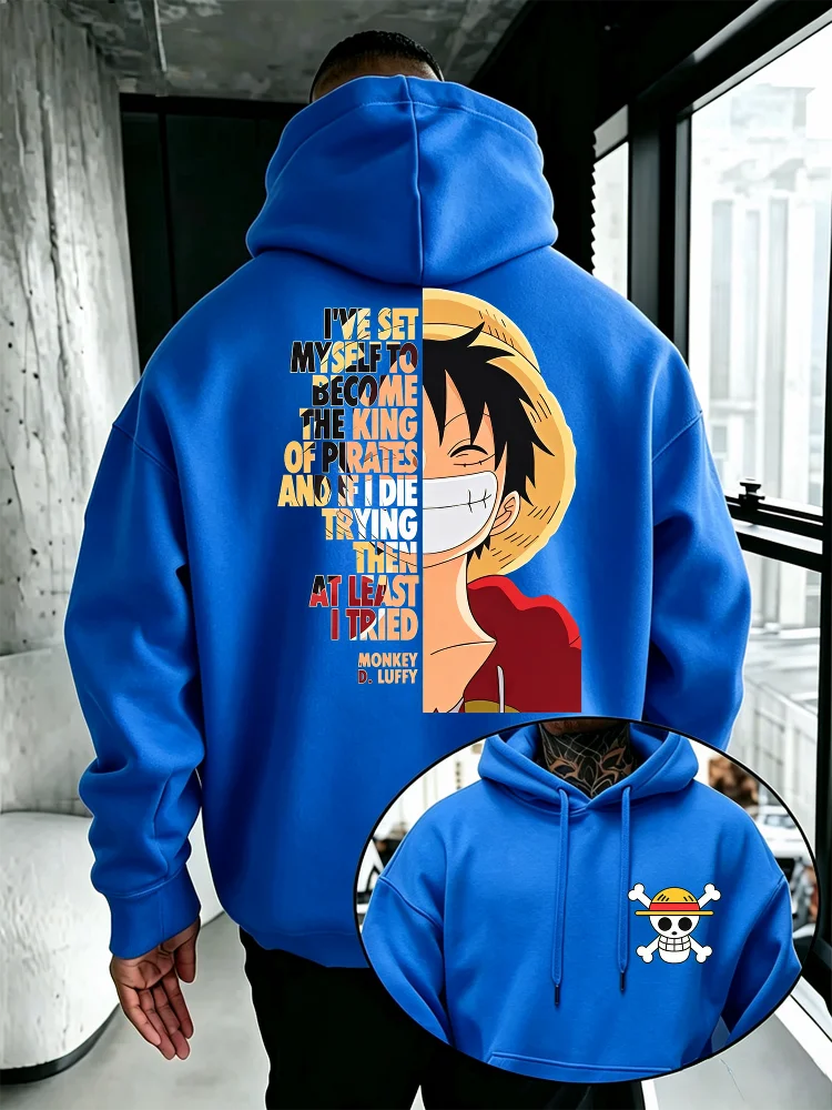 One Piece Anime Hoodie Monkey D Luffy Zitat-Print Streetwear Unisex Herren Damen Oversized Casual Sweatshirts Langarm – Detail 9