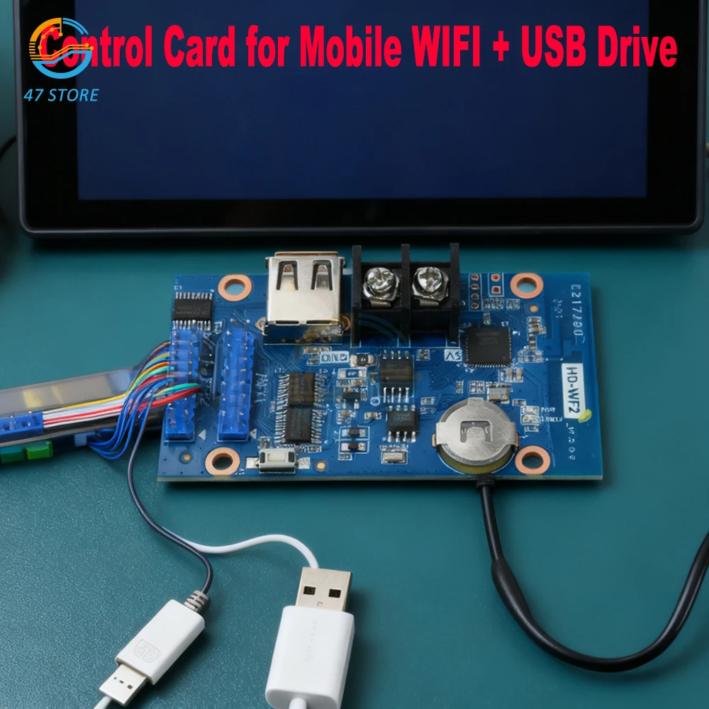 

Полноцветный светодиодный дисплей HD-WF2 Контроллер с обновлением программирования Wi-Fi USB и мобильным приложением для рекламных вывесок в магазине