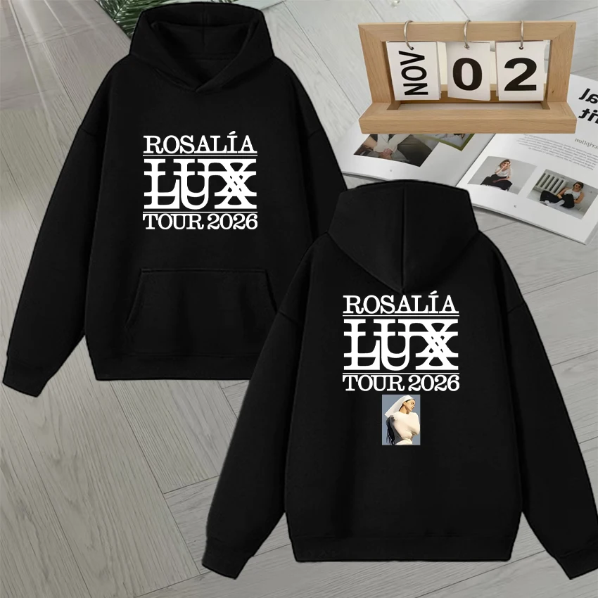 

Rosalía Rosalia LUX Tour 2026 Autumn Winter Loose Pullovers Unisex Streetwear Long sleeve Fashion Singer Graphic Fleece Hoodies