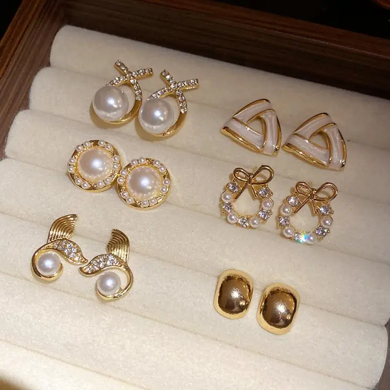 Cute Tiny Simulated Pearl Stud Earrings Fashion Y2K Style Lightweight Jewelry for Girls Daily Outing Party Wear