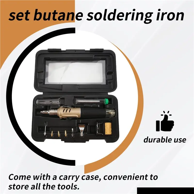 Lightweight HS-1115K 10-In-1 Multifunction Gas Soldering Iron Case Set Lighter Spray Set Welding Equipment