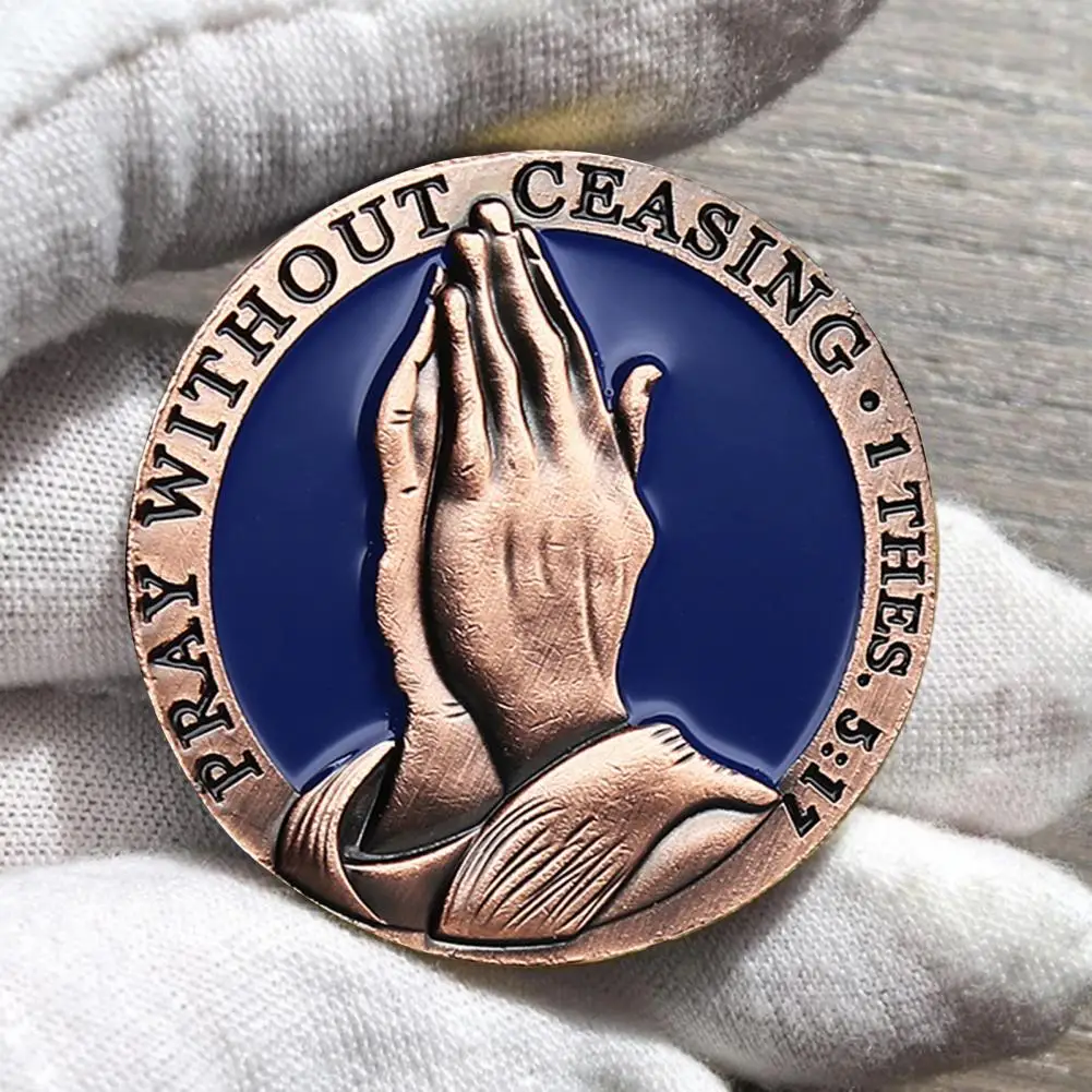 Alloy Topped Token Christian Faith Souvenir Christian Prayer Coin Set with Praying Hands for Christian for Encouragement