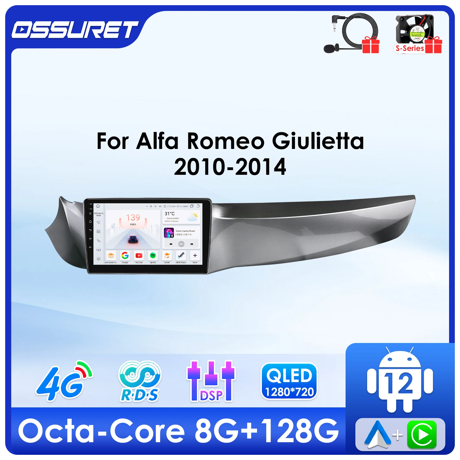 

4G Carplay Android 13 авторадио для Alfa Romeo Giulietta 2010-2014 мультимедийный плеер GPS navi стерео 4G 8Core 2din SWC головное устройство