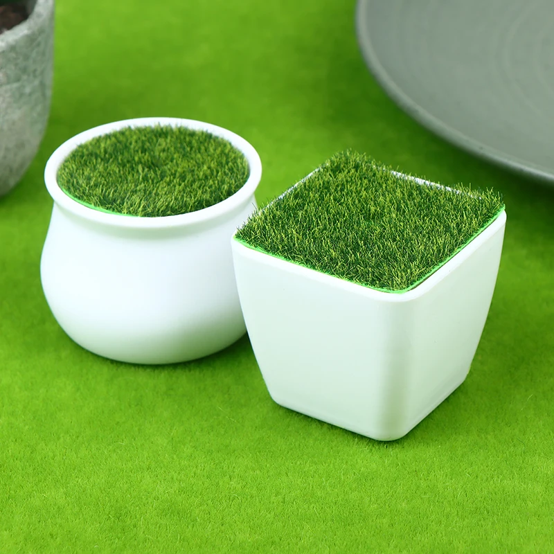 5Pcs Thickened Balcony Fake Flowers Garden Decoration Flower Pot Bonsai Ornament Flower Arrangement Device Vase With Woven Lawn