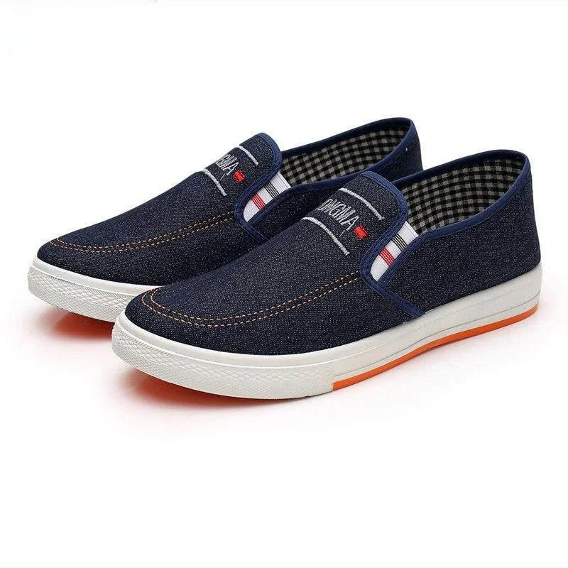 

Мужские повседневные слипоны Old Beijing Canvas Shoes с нескользящей резиновой подошвой, низкие, дышащие, на плоской подошве, однотонные, для студентов