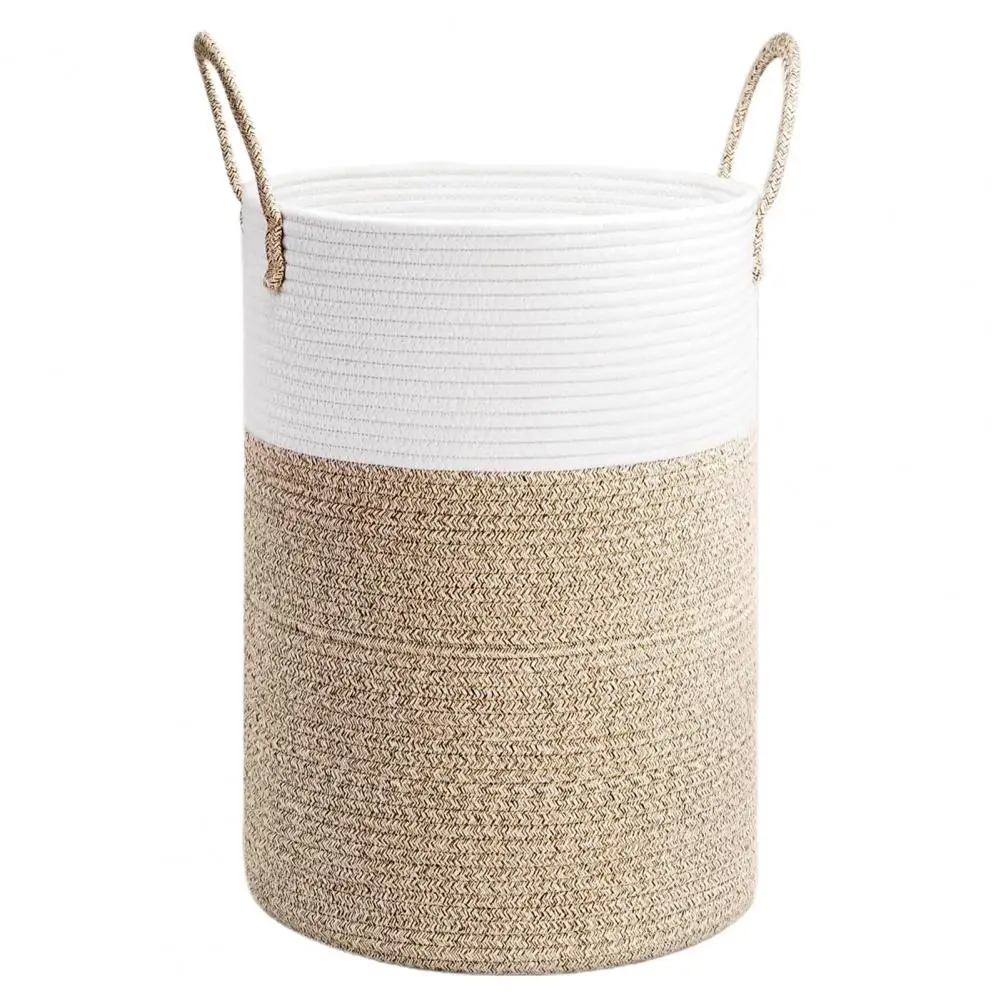 Dirty Clothes Storage Basket Large-capacity Woven Cotton Rope Laundry Basket for Home Bathroom Bedroom Durable Storage for Dirty