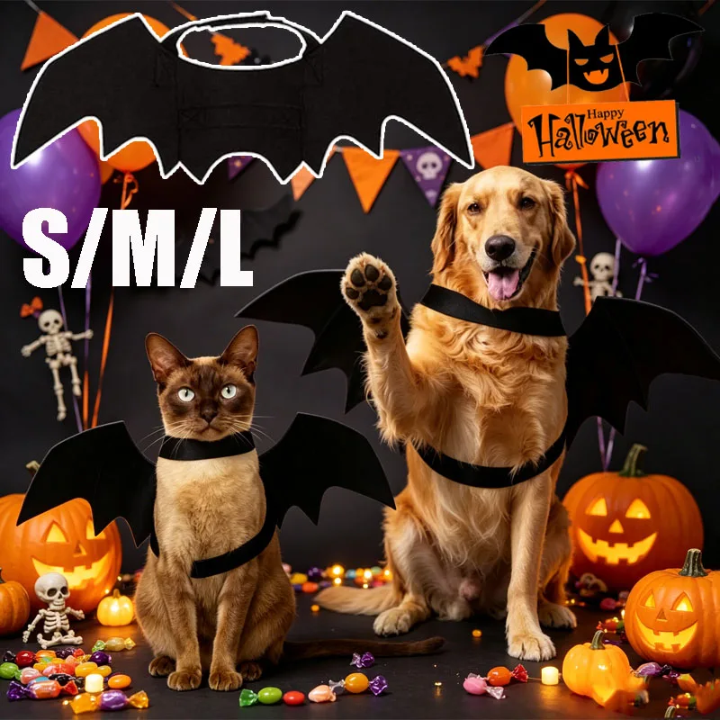 

Adjustable Pet Bat Wings Halloween Costume – Cute Vampire Outfit for Cats and Dogs, Perfect for Role Play Party and Photo Props